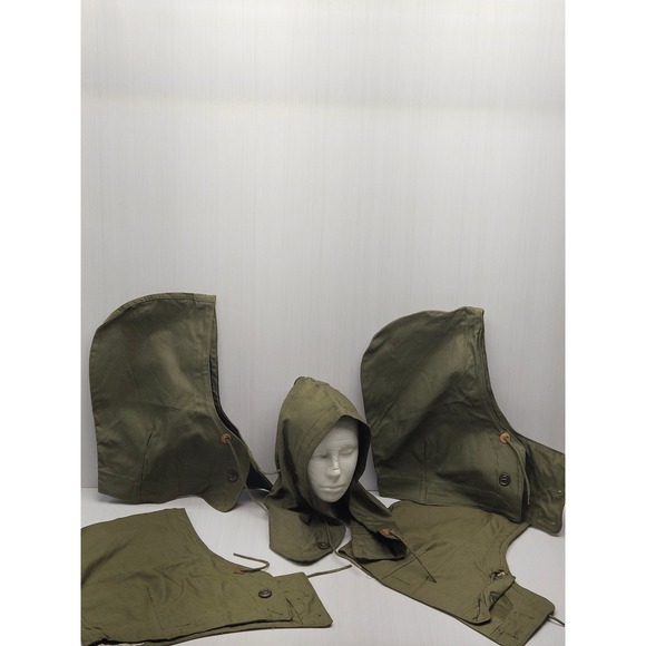 Lot of 5 WWII US Army M-1943 Field Jacket Hoods - 4-Large 1-Medium 1944/45 - Picture 1 of 7
